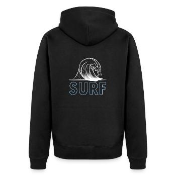 Ride The Waves Classic Surfing T-Shit Present Gift - Unisex Premium Organic Zip Hoodie - black - Back - Nico (187cm)