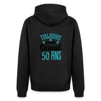 Cadeau anniversaire 50 ans rigolo homme - Veste à capuche bio Premium Unisexe - noir - Dos - Nico (187cm)