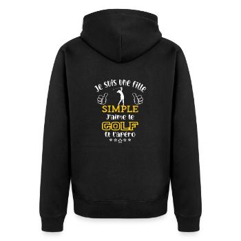 je suis une fille simple j'aime le golf et l'apéro - Veste à capuche bio Premium Unisexe - noir - Dos - Nico (187cm)