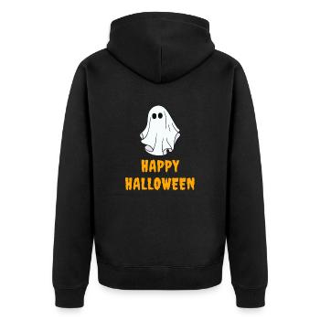 Joyeux fantôme Halloween - Veste à capuche bio Premium Unisexe - noir - Dos - Nico (187cm)