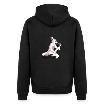 Akuma mit Maus - Unisex Premium Bio Zip Hoodie - Schwarz - Hinten - Nico (187cm)