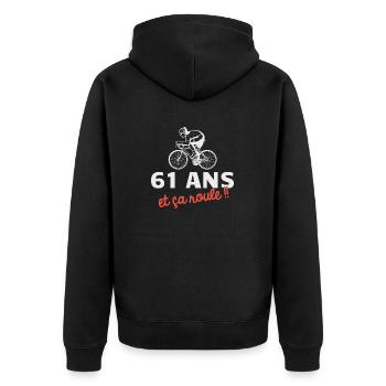 61 ans et ça roule Cyclisme Vélo - Veste à capuche bio Premium Unisexe - noir - Dos - Nico (187cm)