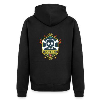 Head and bones flower - Unisex Premium Organic Zip Hoodie - black - Back - Nico (187cm)