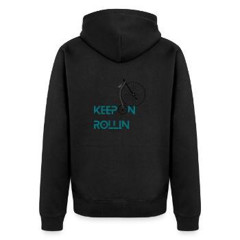 Keep On Rollin - Unisex Premium Bio Zip Hoodie - Schwarz - Hinten - Nico (187cm)