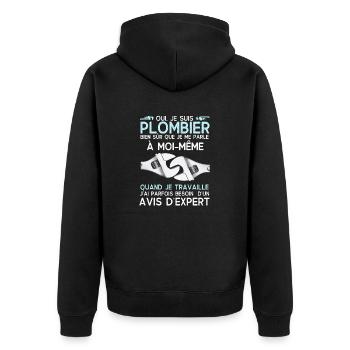 Humour plombier 5 - Veste à capuche bio Premium Unisexe - noir - Dos - Nico (187cm)
