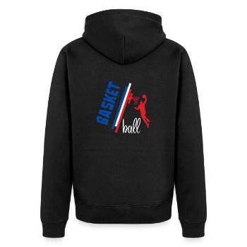 Basketball Bleu Blanc Rouge France - Veste à capuche bio Premium Unisexe - noir - Dos - Nico (187cm)
