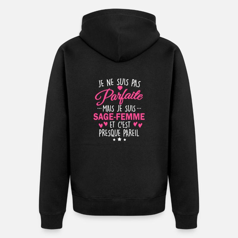 pas parfaite mais sage-femme - Veste à capuche bio Premium Unisexe - noir