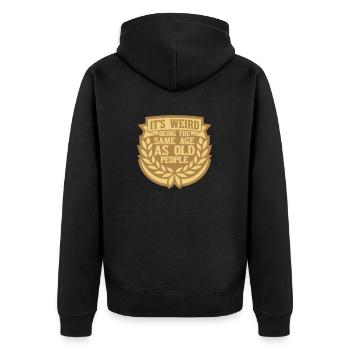 being old people age - Unisex Premium Bio Zip Hoodie - Schwarz - Hinten - Nico (187cm)