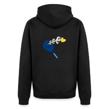padeltennis paddel padle padeltennis-love - Unisex Premium Bio Zip Hoodie - Schwarz - Hinten - Nico (187cm)
