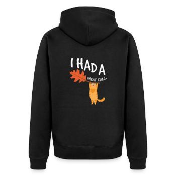 Lustig Ich hatte eine tolle Herbst Herbst Katze - Liebhaber Katzen - Unisex Premium Bio Zip Hoodie - Schwarz - Hinten - Nico (187cm)