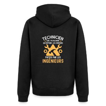 Humour technicien - Veste à capuche bio Premium Unisexe - noir - Dos - Nico (187cm)