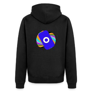 Colour top - Unisex Premium Organic Zip Hoodie - black - Back - Nico (187cm)
