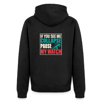 Si vous me voyez m’effondrer Pause ma montre triathlète - Veste à capuche bio Premium Unisexe - noir - Dos - Nico (187cm)