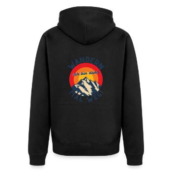 Wandern ich bin dann mal weg! - Outdoor Berge Alm - Unisex Premium Bio Zip Hoodie - Schwarz - Hinten - Nico (187cm)