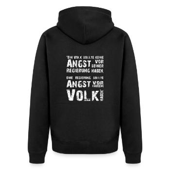 Volk Regierung Protest Meinungsfreiheit - Unisex Premium Bio Zip Hoodie - Schwarz - Hinten - Nico (187cm)