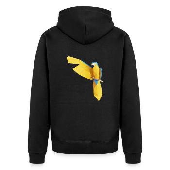 Bleu Ara Low Poly - Veste à capuche bio Premium Unisexe - noir - Dos - Nico (187cm)