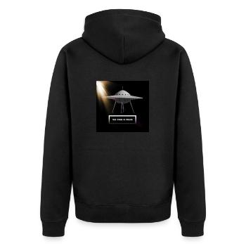 We Come in Peace - Unisex Premium Organic Zip Hoodie - black - Back - Nico (187cm)