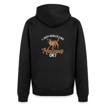 Malinois Belgian Shepherd Mechelaar Dog - Unisex Premium Organic Zip Hoodie - black - Back - Nico (187cm)
