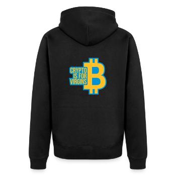 crypto is for virgins - Unisex Premium Organic Zip Hoodie - black - Back - Nico (187cm)