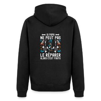 Papa bricoleur papou génial - Veste à capuche bio Premium Unisexe - noir - Dos - Nico (187cm)
