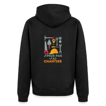 chantier de construction worker maçon - Veste à capuche bio Premium Unisexe - noir - Dos - Nico (187cm)