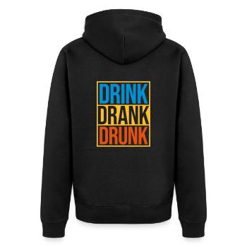 drink drank drunk Zitat - Unisex Premium Bio Zip Hoodie - Schwarz - Hinten - Nico (187cm)