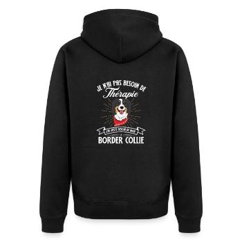 Pas besoin de therapie besoin de mon border collie - Veste à capuche bio Premium Unisexe - noir - Dos - Nico (187cm)