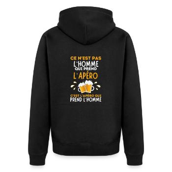 Homme bière apéro apéritif - Veste à capuche bio Premium Unisexe - noir - Dos - Nico (187cm)