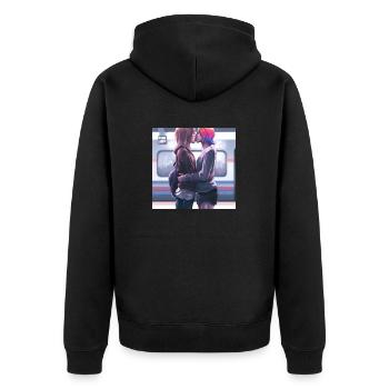 LGBT Queer kiss 🌈🌈 - Unisex Premium Organic Zip Hoodie - black - Back - Nico (187cm)