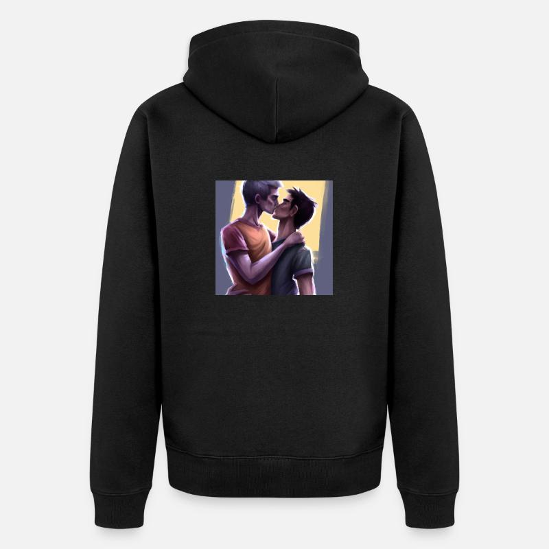 LGBT Queer kiss 🌈🌈 - Veste à capuche bio Premium Unisexe - noir