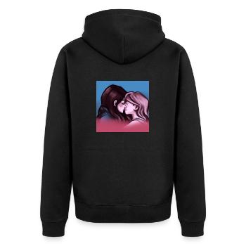 LGBT Queer kiss 🌈🌈 - Unisex Premium Organic Zip Hoodie - black - Back - Nico (187cm)