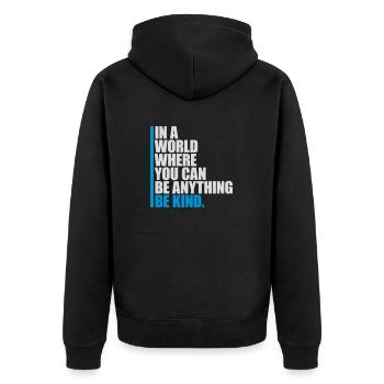 you can be kind - Unisex Premium Bio Zip Hoodie - Schwarz - Hinten - Nico (187cm)