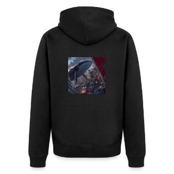 Wal schwimmt in der Stadt - Unisex Premium Bio Zip Hoodie - Schwarz - Hinten - Nico (187cm)