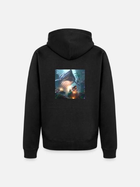 Creature in magical forest - Unisex Premium Organic Zip Hoodie - black