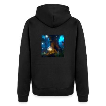 Magischer Wald - Unisex Premium Bio Zip Hoodie - Schwarz - Hinten - Nico (187cm)