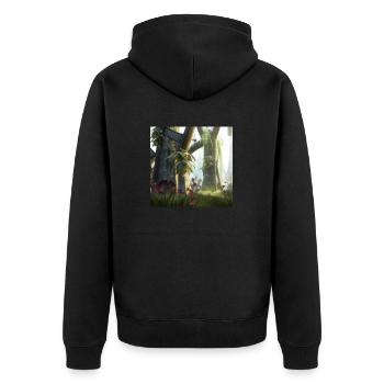 Magischer Wald - Unisex Premium Bio Zip Hoodie - Schwarz - Hinten - Nico (187cm)