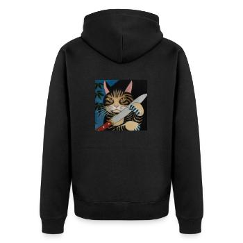 Catana - Japanese Ukiyo Gemälde - Unisex Premium Bio Zip Hoodie - Schwarz - Hinten - Nico (187cm)