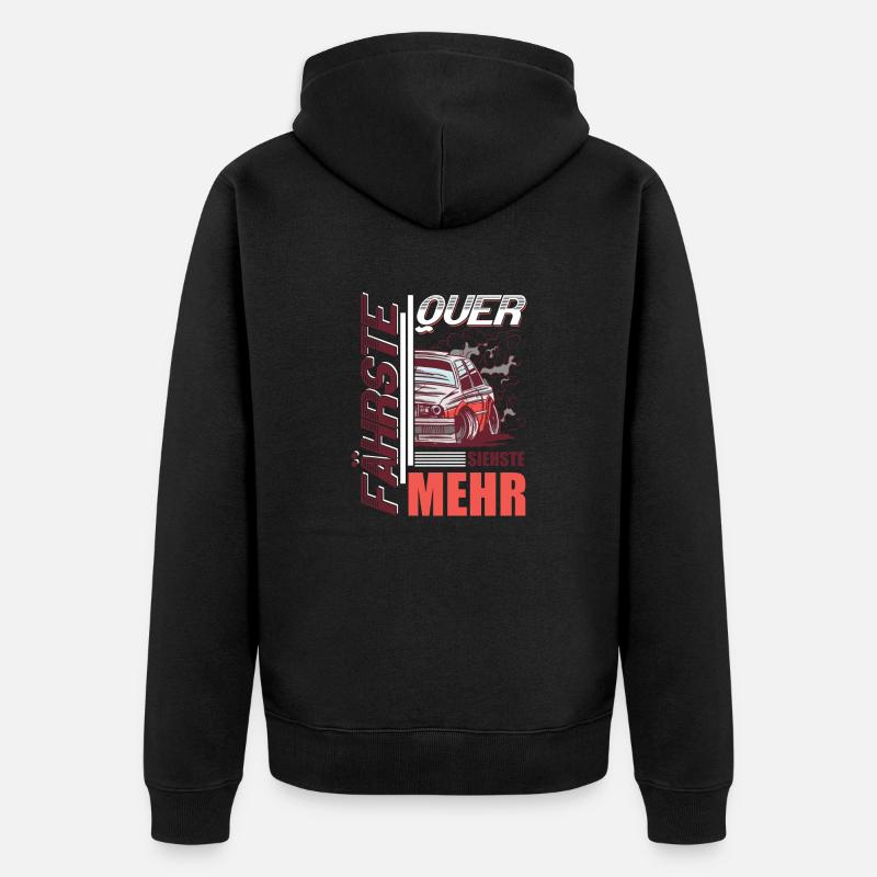 Fährste Quer siehste Mehr - Unisex Premium Bio Zip Hoodie - Schwarz