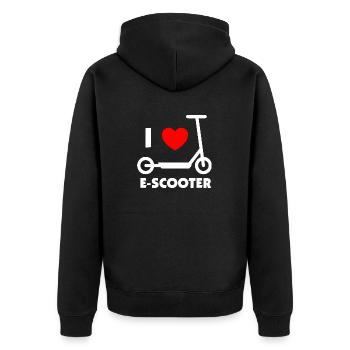 E-Scooter E-Roller Scooter - Unisex Premium Bio Zip Hoodie - Schwarz - Hinten - Nico (187cm)