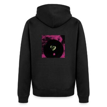 Love & Pain in Space / Liebe & Schmerz im Weltall - Unisex Premium Bio Zip Hoodie - Schwarz - Hinten - Nico (187cm)