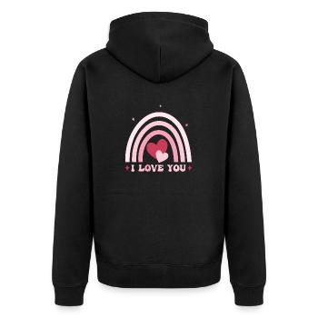 Valentine #AllaHjärtansDag - Love - Unisex Premium Organic Zip Hoodie - black - Back - Nico (187cm)