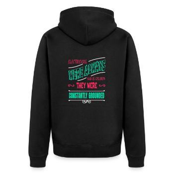 electronics job funny quote electrical engineer - Unisex Premium Bio Zip Hoodie - Schwarz - Hinten - Nico (187cm)
