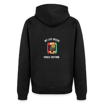 Gift for editor and video editing - Unisex Premium Organic Zip Hoodie - black - Back - Nico (187cm)