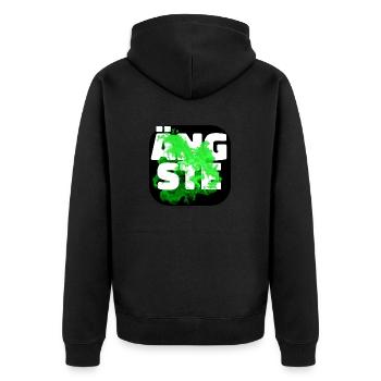 Ängste gruen - Unisex Premium Bio Zip Hoodie - Schwarz - Hinten - Nico (187cm)