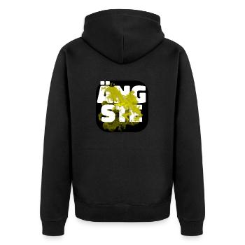 Ängste gelb - Unisex Premium Bio Zip Hoodie - Schwarz - Hinten - Nico (187cm)