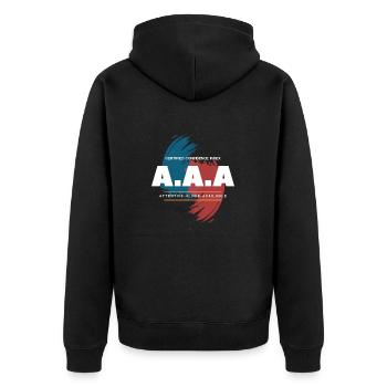 Single A.A.A. - Unisex Premium Organic Zip Hoodie - black - Back - Nico (187cm)
