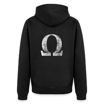 Omega Sign - Unisex Premium Organic Zip Hoodie - black - Back - Nico (187cm)