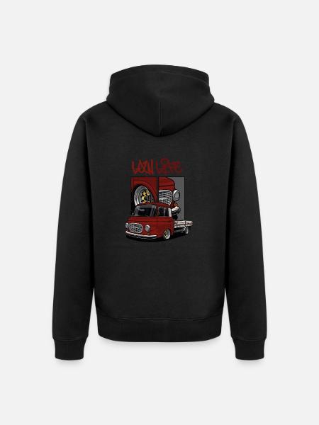Barkas B1000 // LowLife // Illustration - Unisex Premium Organic Zip Hoodie - black