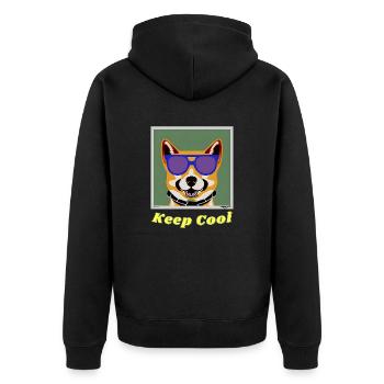 Shiba Inu with sunglasses keeps a cool head - Unisex Premium Organic Zip Hoodie - black - Back - Nico (187cm)