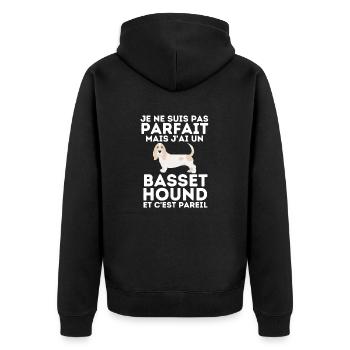 basset hound 3 - Veste à capuche bio Premium Unisexe - noir - Dos - Nico (187cm)
